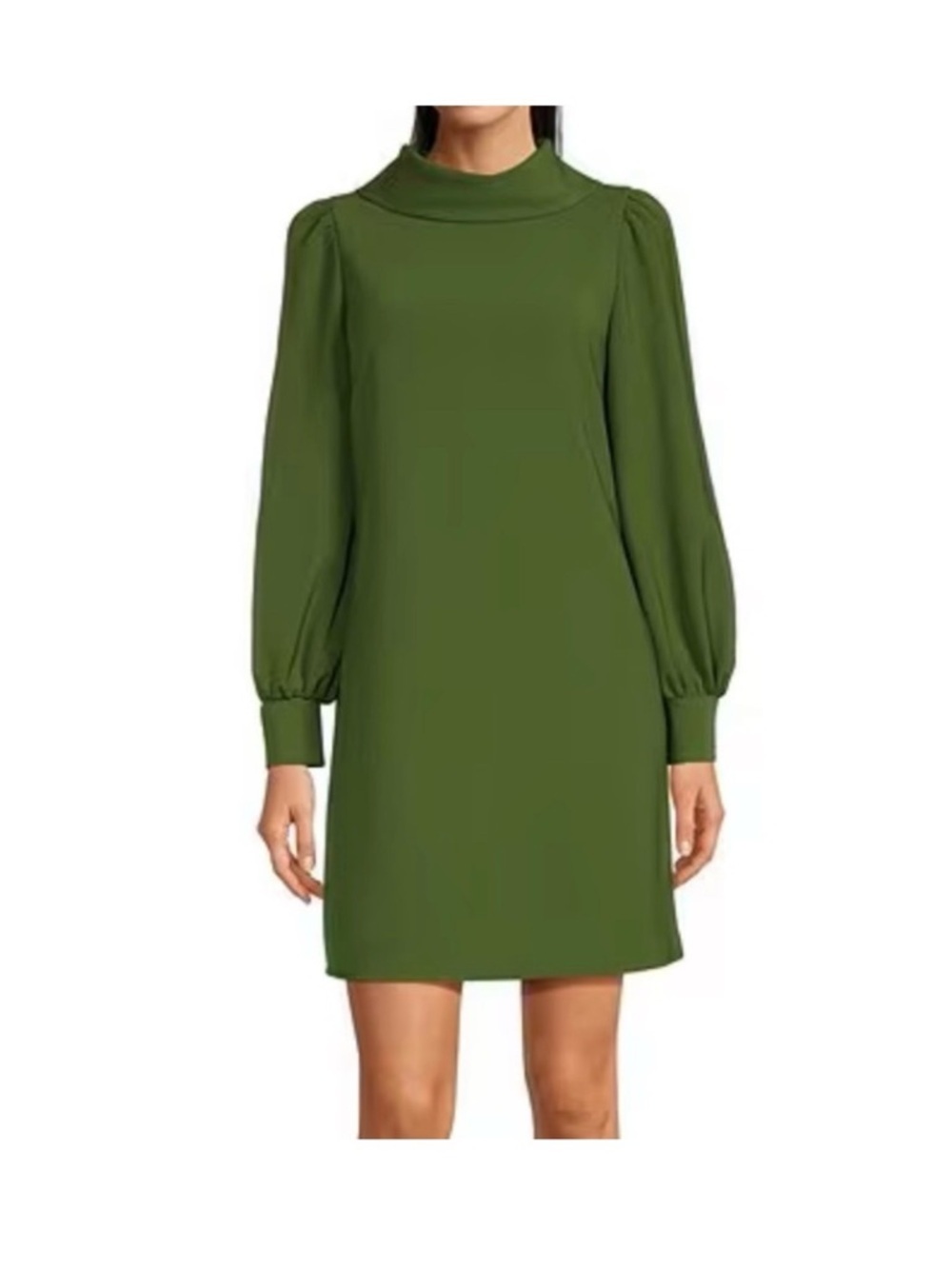 Alexis Marie Heidi Funnel Neck Long Sleeve Crepe Dress Olive Green Size 16